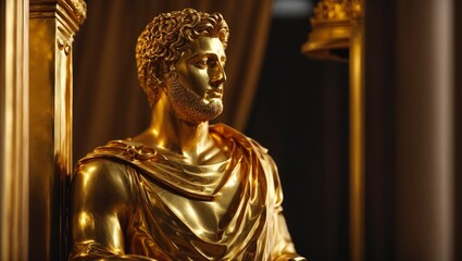 Gold Stoic Figure: Forged in Resilience and Philosophical Strength, Stoicism, Generative Al