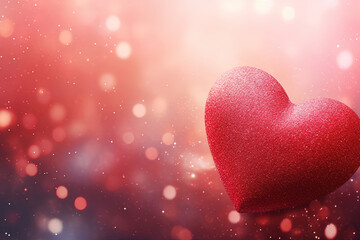 Valentine's Day Big Heart Love on Ground Against Glitter Blur Background