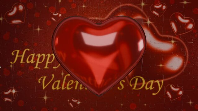 Loop 3d animation for Valentine's Day. A transparent heart appears on the background of a Valentine's day card, changes shape and flies away. Love changes hearts.
