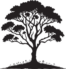 Fototapeta premium Tree silhouette editable vector illustration for logo icon isolated over white background