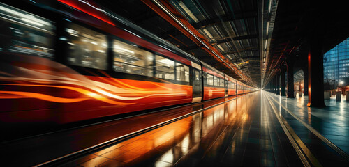 A dynamic blur background of a moving train, conveying the sense of motion and travel.