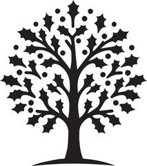 Tree silhouette editable vector illustration for logo icon isolated over white background