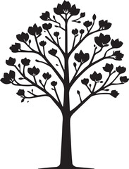 Tree silhouette editable vector illustration for logo icon isolated over white background