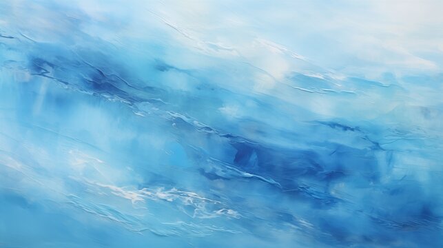 Abstract blue sea background with oil paint, Summer art background, Natural light blue texture of the waves,Turquoise blue, Oil painting on canvas, generative ai