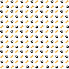 Dog Paw seamless pattern footprint cartoon repeat wallpaper tile background. simple flat color style