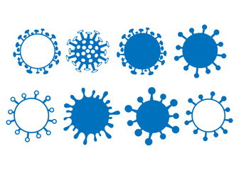 virus bacteria, superbug, virus icons set. black and white illustration. simple flat style