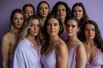 Obraz premium The power of Diversity: A portrait capturing the beauty of women from diverse races, ethnicities, and beliefs, celebrating the rich tapestry of skin tones and the joy of unity.