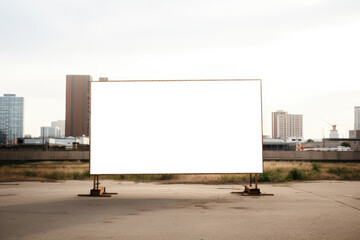 In the quiet of the city's heartbeat, an empty billboard stands ready, offering a transparent canvas against the urban sprawl