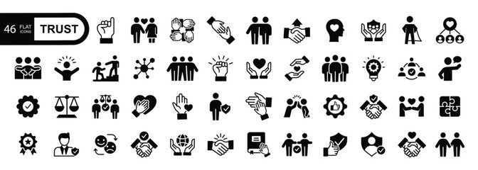 Trust icon set. Flat style icons pack. Vector illustration.