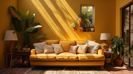 A sunlit ochre yellow surface with warm highlights, evoking the feeling of a lazy afternoon sun.