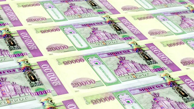 Mongolia Mongolia Tugrik 20000 Banknotes Money Printing House, Printing Twenty Thousand Mongolia Tugrik, Printing Press Machine Print out Mongolia Tugrik, Being printed by currency press machine 20000