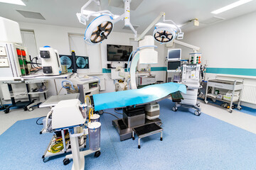 Surgery technologies emergency ward. Modern hospital operating room.
