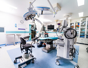 Hospital operative emergency technologies. Surgery modern sterile room.