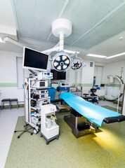 Medical surgery modern operating room. Sterile empty hospital room.