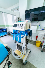 Hospital modern equipment. Medicine emergency clinic room.