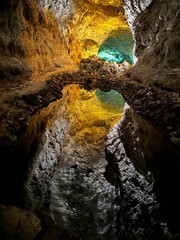 Lake in a cave in Lanzarote 