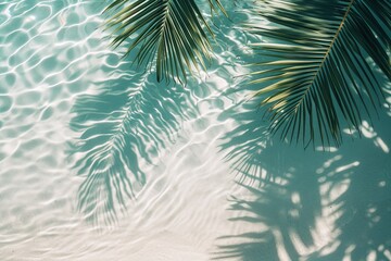 Fototapeta na wymiar Tropical leaf shadow on water surface.