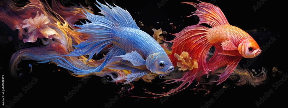 Wall mural Beauty fantasy fighting fish art