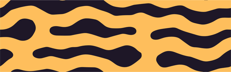 Vector illustration. Backdrop for web, fabric and notepad cover. Stylish wild zebra print. Flat wavy shapes of cartoon waves background. Seamless.