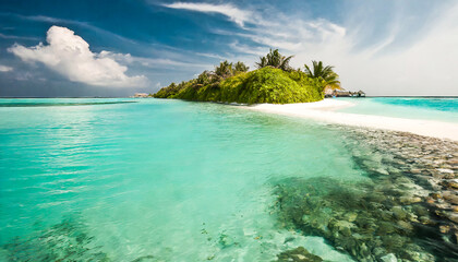 Fototapeta premium Lagoon Bliss: Discovering the Beauty of Maldivian Waters