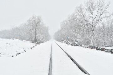 Snow on Train Tracks