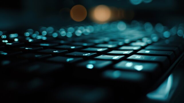 Backlit keypad glows softly in dim room, awaiting input