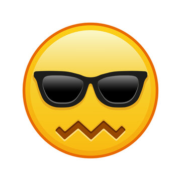 recommend clip art: Expression of shame face with sunglasses Large size of yellow emoji smile