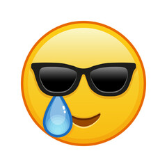 Happy face with tears and sunglasses Large size of yellow emoji smile