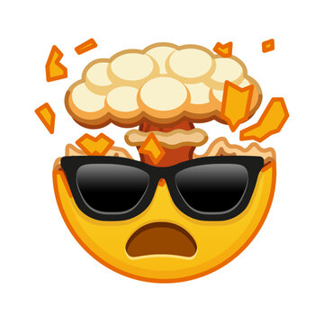 Shocked face with exploding head and sunglasses Large size of yellow emoji smile