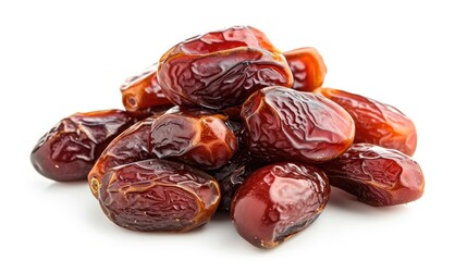 Fototapeta premium Dates fruit on white background. Ramadan banner islamic design. Suhoor or Iftar meal 