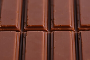Bar of delicious milk chocolate closeup.