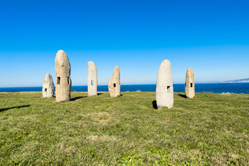 monument of the menhirs in La Coruna, Spain. High quality photo