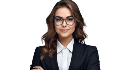 Business woman portrait isolated on transparent background. PNG