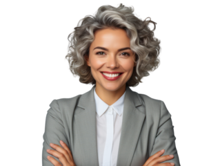 Business woman portrait isolated on transparent background. PNG