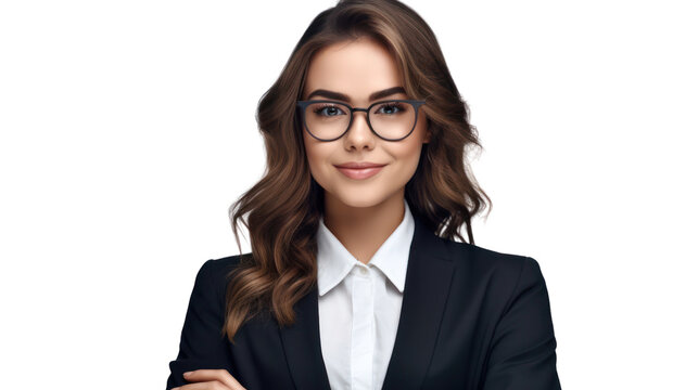Business woman portrait isolated on transparent background. PNG