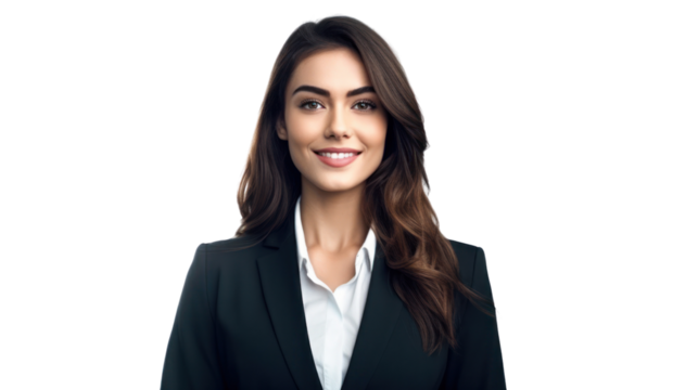Business woman portrait isolated on transparent background. PNG
