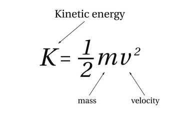 Kinetic Energy Formula on the white background. Education. Science. School. Vector illustration.