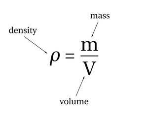 Density Formula on the white background. Education. Science. School. Vector illustration.