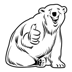Vector Illustration of a cartoon polar bear - smiling with thumbs up