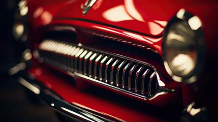 Foto op Canvas Headlight of a retro car close-up. Fragment of a vintage car. Front detail of a classic automobile. Illustration for banner, poster, cover, brochure or presentation. © Login