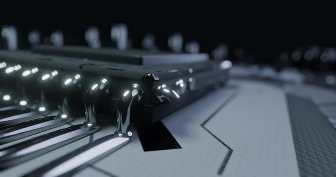 AI processor on the mainboard of an electronic component. Concept of devices utilizing artificial intelligence module. Presentation animation