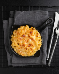 Italian pasta with cheese, traditional dish, top view