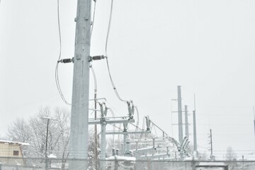 Electric Substation in a Snowstorm