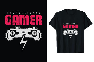 Professional gamer t-shirt design vector graphics.