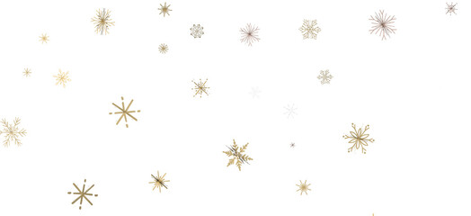 Snowflakes - golden openwork shiny snowflakes, star, 3D rendering.