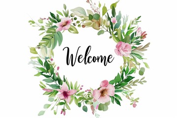 Floral Greeting Design with "Welcome" Inscription
