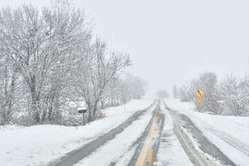 Fototapeta premium Snowy Rural Highway