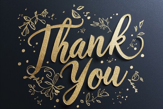 Elegant 'Thank You' Calligraphy on Dark Background