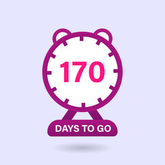 170 Days to go. Countdown timer. Clock icon. 170 days left to go Promotional banner Design