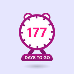 177 Days to go. Countdown timer. Clock icon.177 days left to go Promotional banner Design